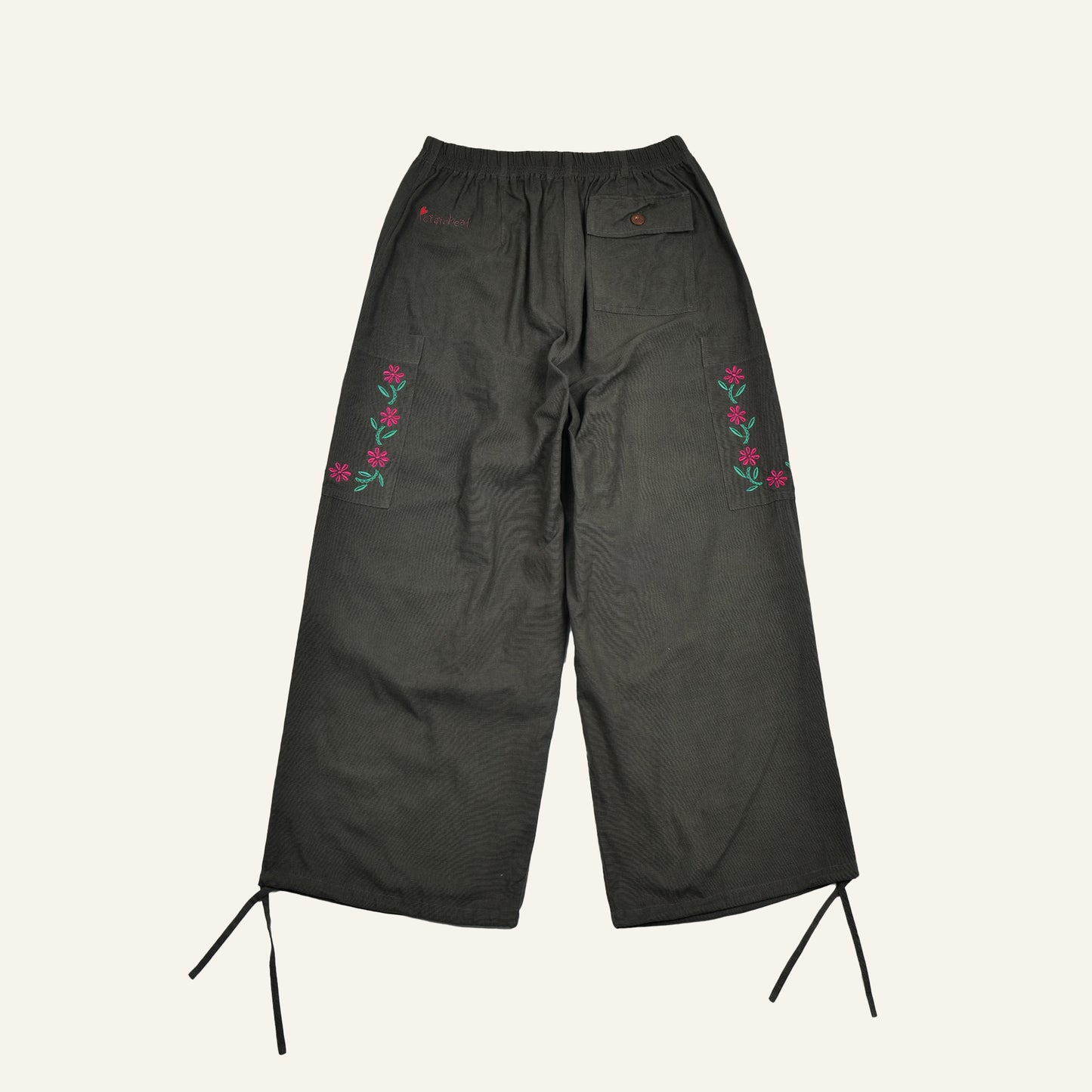 Embroidered Cargo Pants (Olive)