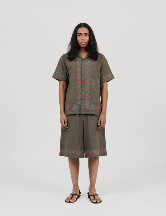 Embroidered Shorts (Olive)