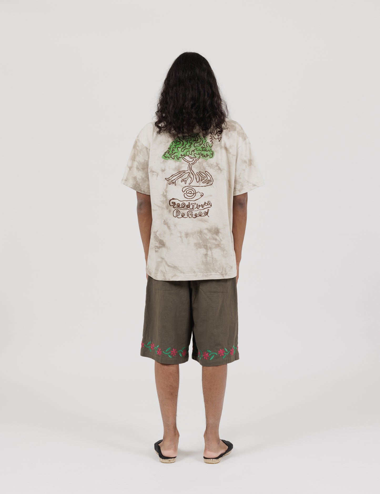 Peaceful Life Short Sleeve T-Shirts (White x Light Grey)