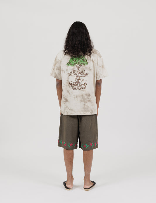 Peaceful Life Short Sleeve T-Shirts (White x Light Grey)