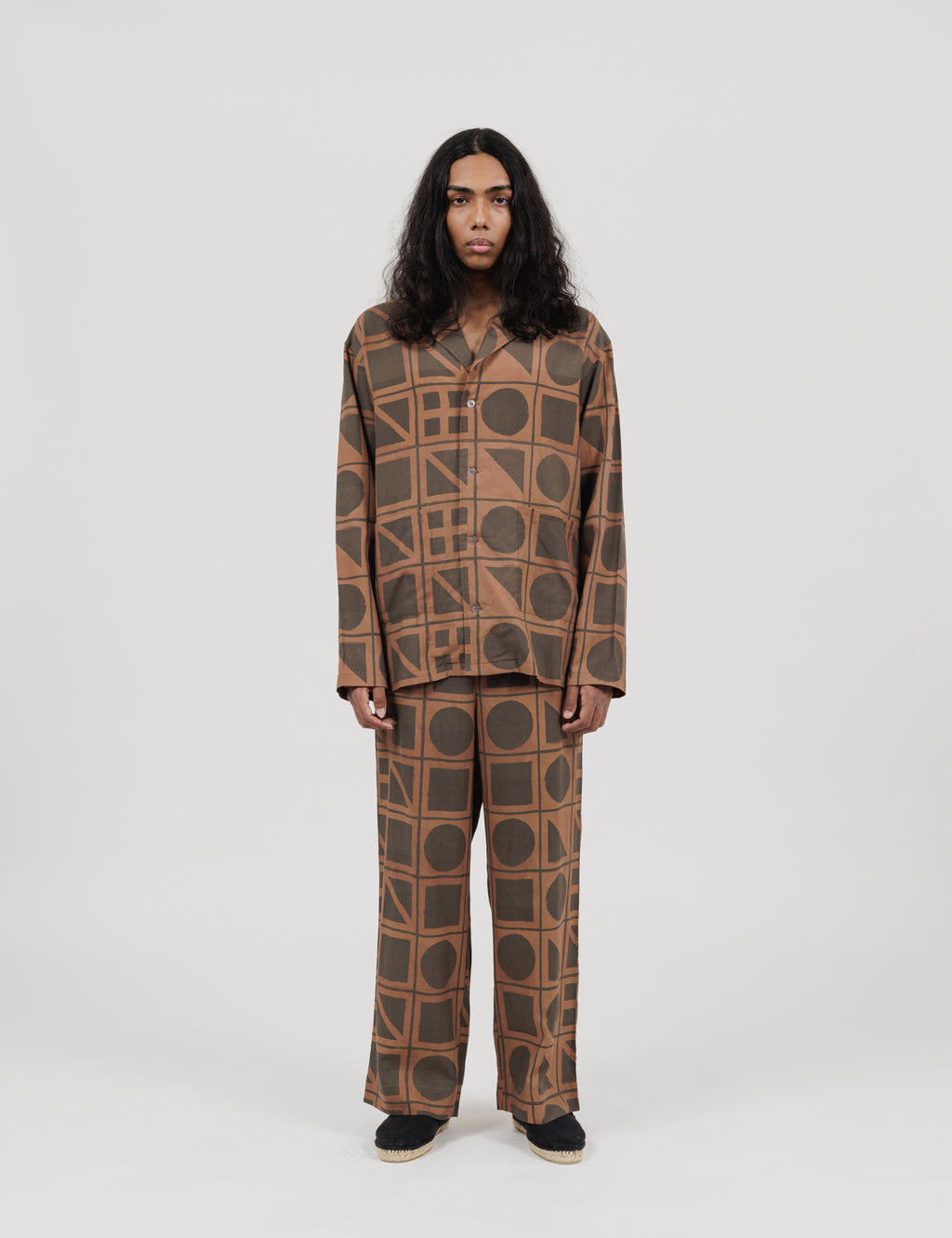 Brick Block Print Easy Pants