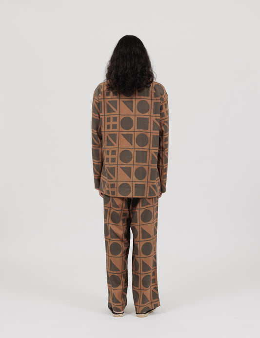 Brick Block Print Sack Jacket