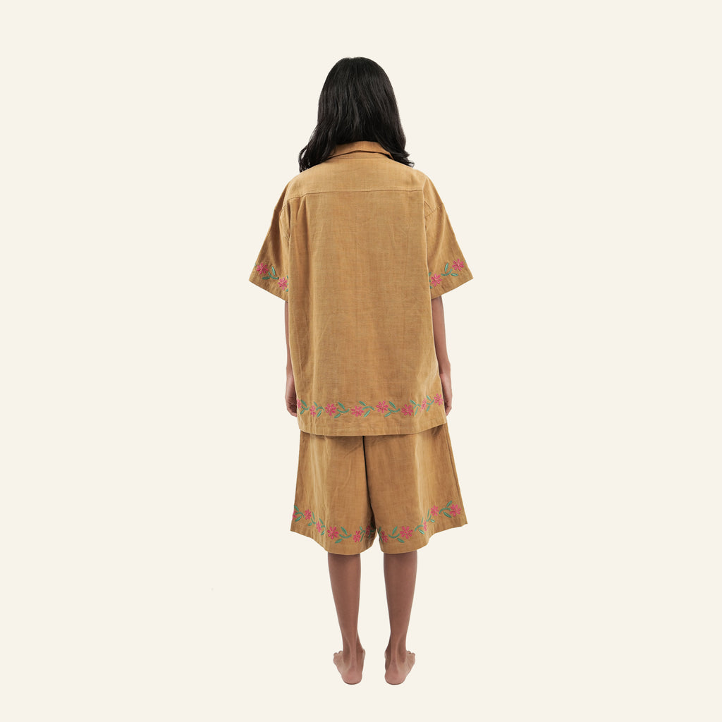 Embroidered Short Sleeve Shirt (Mango)