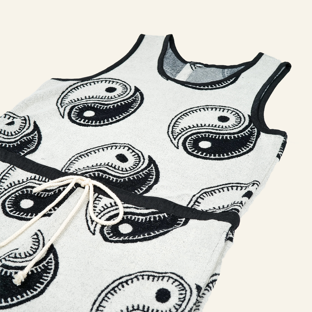 Yin Yang Beach Pile Coveralls (Black)