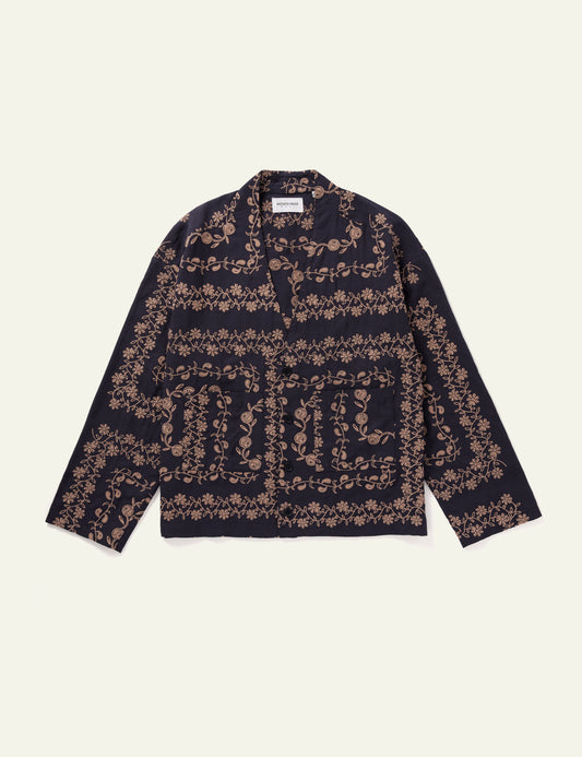 Yin Yang Paisley Long Sleeve Cardigan (Navy)