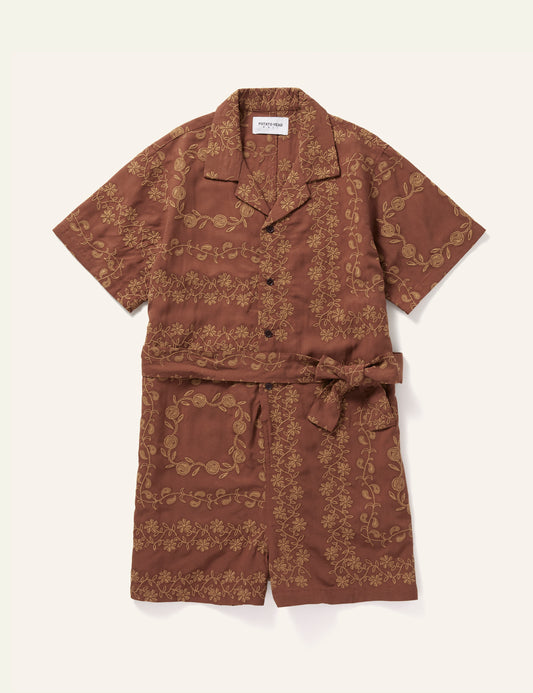 Yin Yang Paisley Women's Playsuit (Brown)