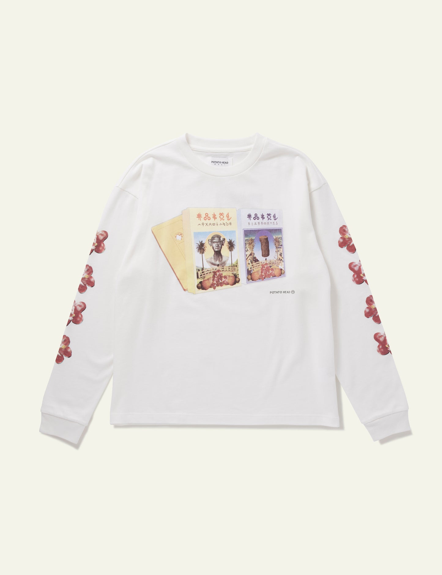 Cassette Tape Long Sleeve Printed T-Shirt (White)