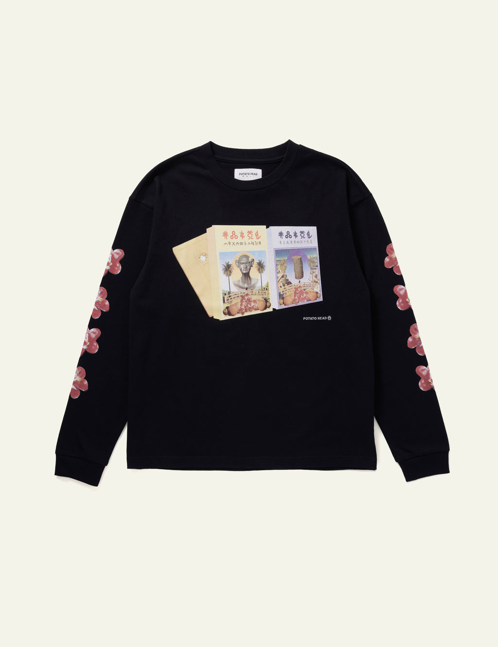 Cassette Tape Long Sleeve Printed T-Shirt (Black)