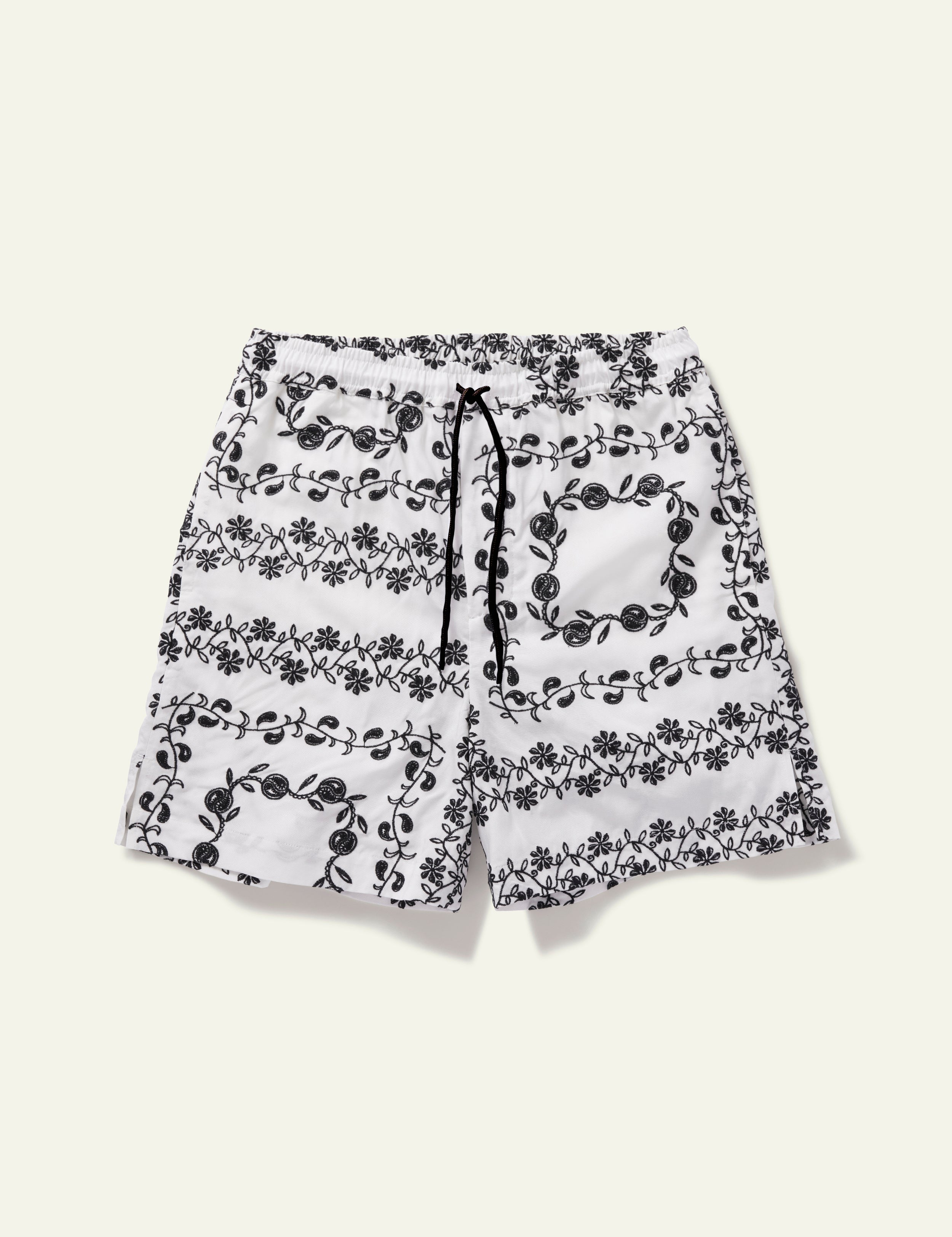 Yin Yang Paisley Shorts (White)