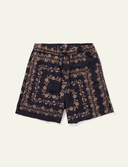 Yin Yang Paisley Shorts (Navy)