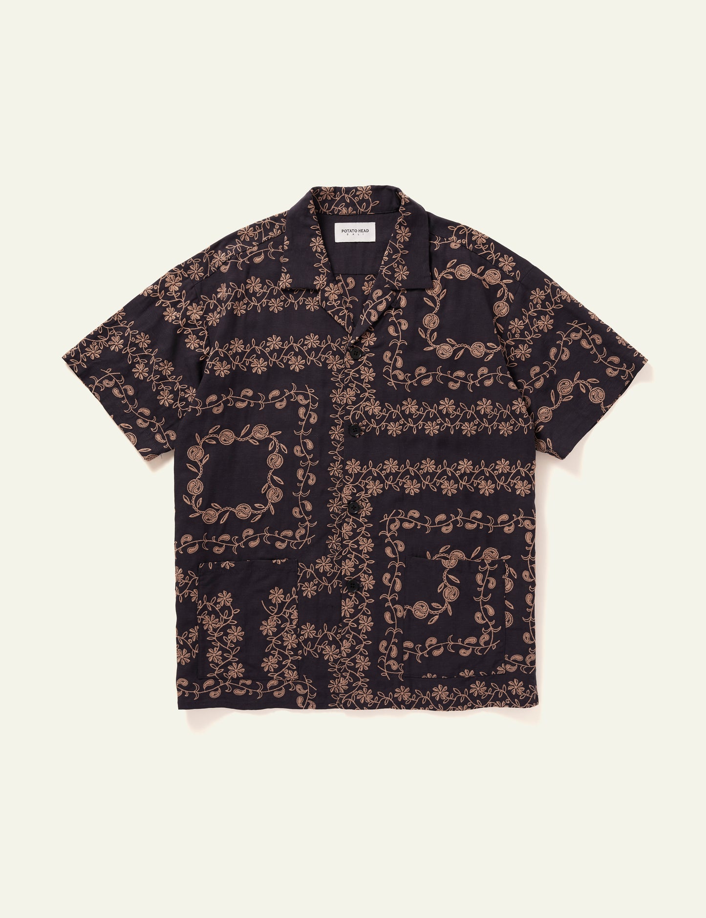 Yin Yang Paisley Short Sleeve Shirt (Navy)