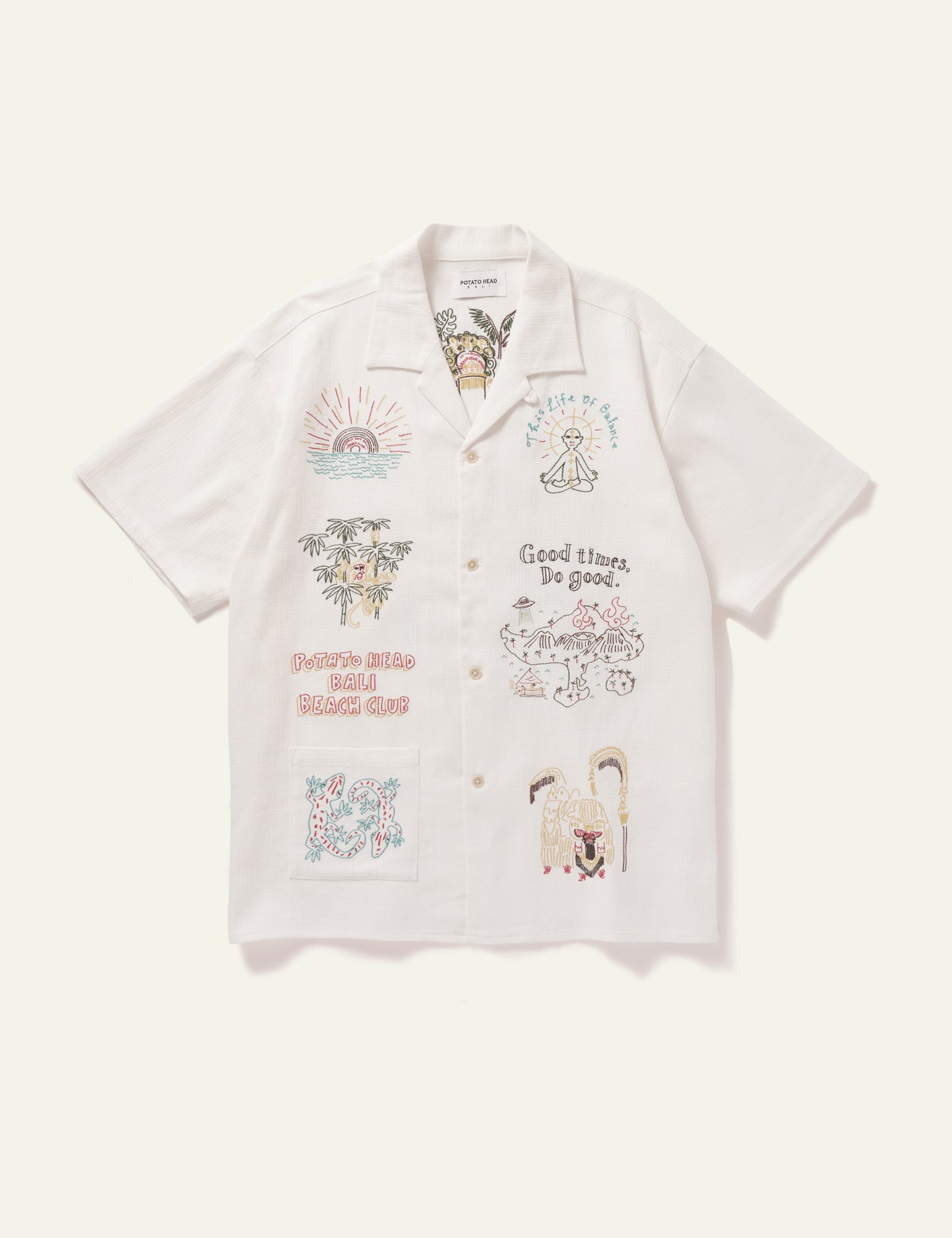 Bali's Landscape Short Sleeve Shirt (White)