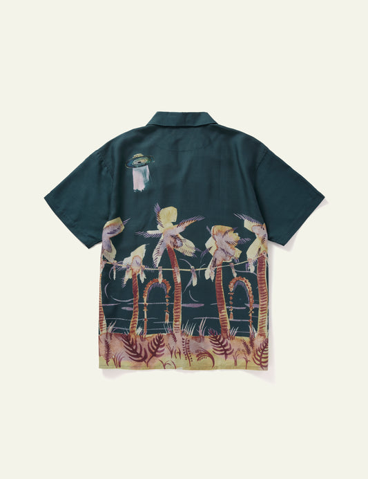 Palm Tree Short Sleeve Shirt (Blue Green)