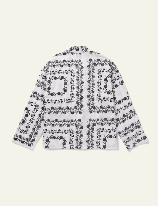 Yin Yang Paisley Long Sleeve Cardigan (White)