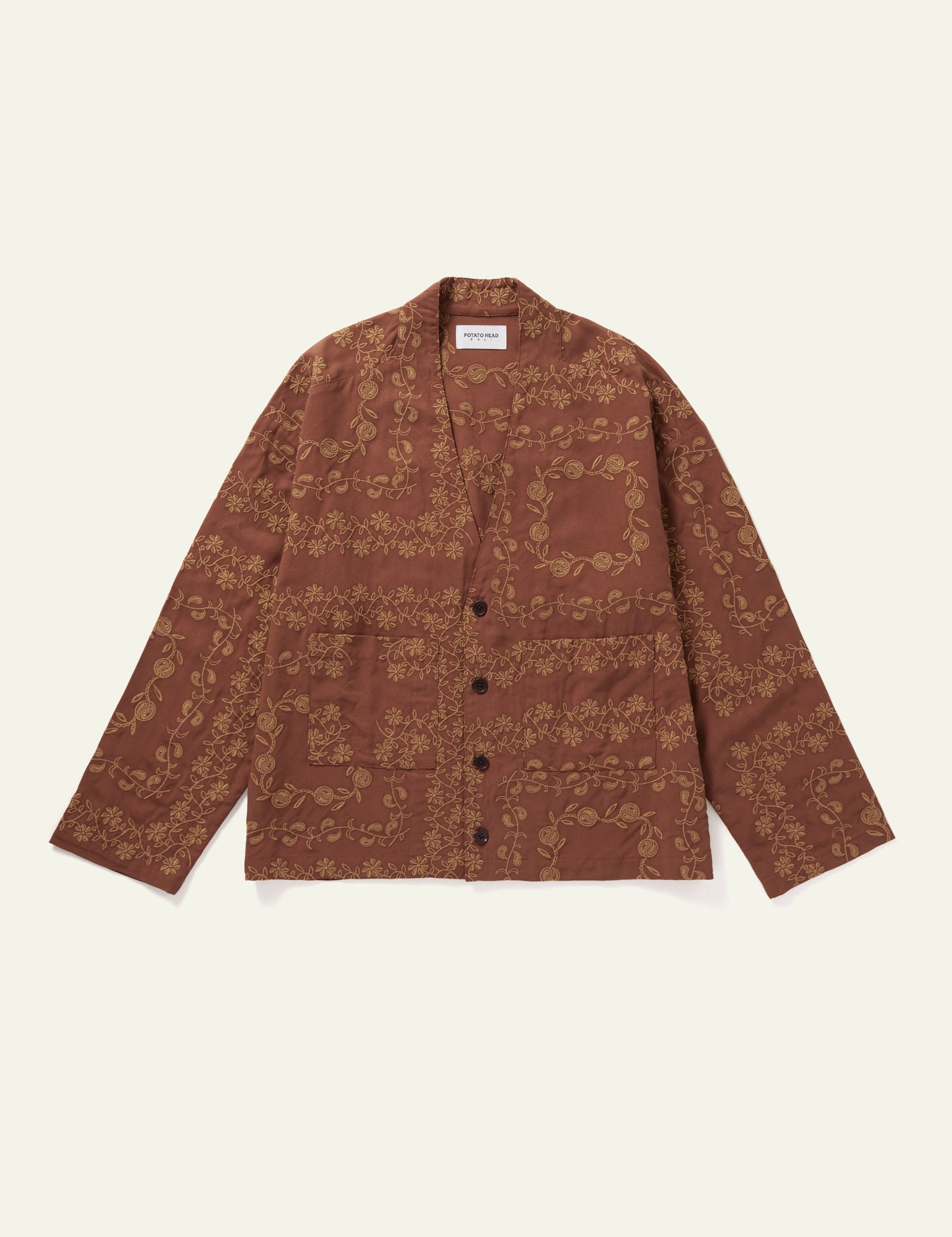 Yin Yang Paisley Long Sleeve Cardigan (Brown)