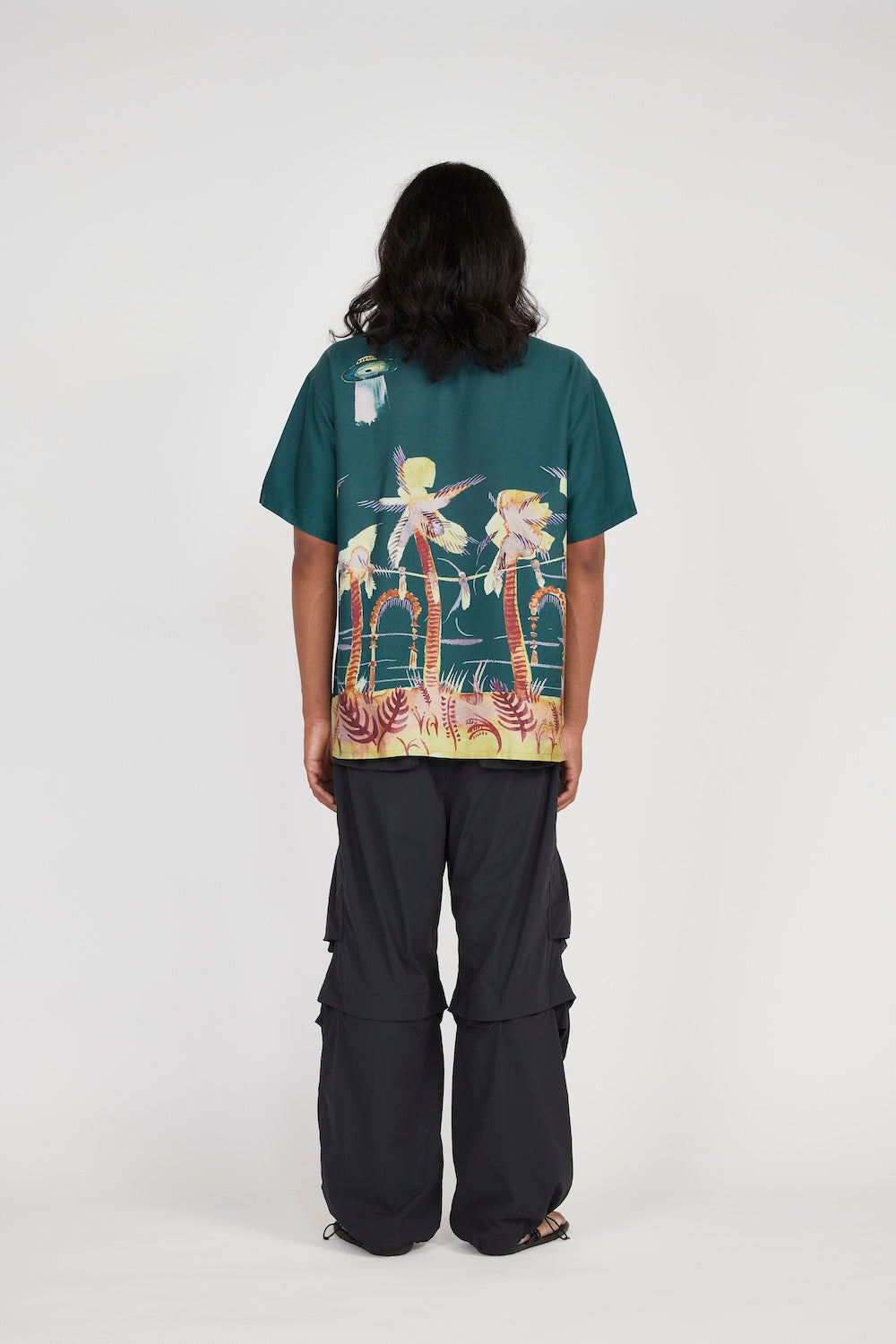 Palm Tree Short Sleeve Shirt (Blue Green)