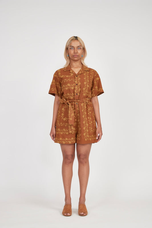 Yin Yang Paisley Women's Playsuit (Brown)