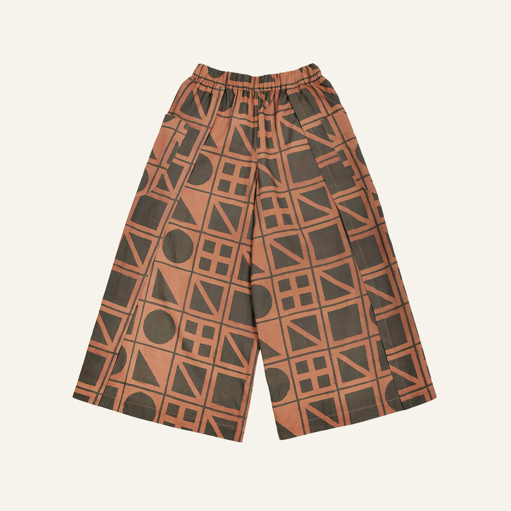 Brick Block Print Sarong Pants