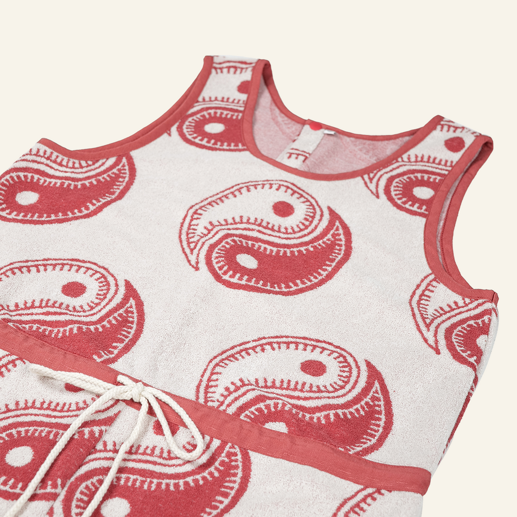 Yin Yang Beach Pile Coveralls (Red)