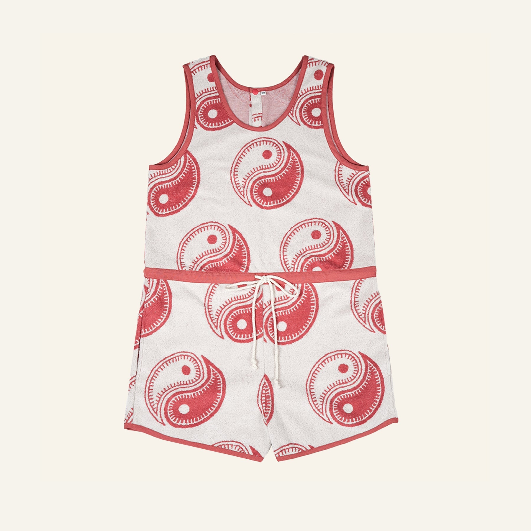 Yin Yang Beach Pile Coveralls (Red)