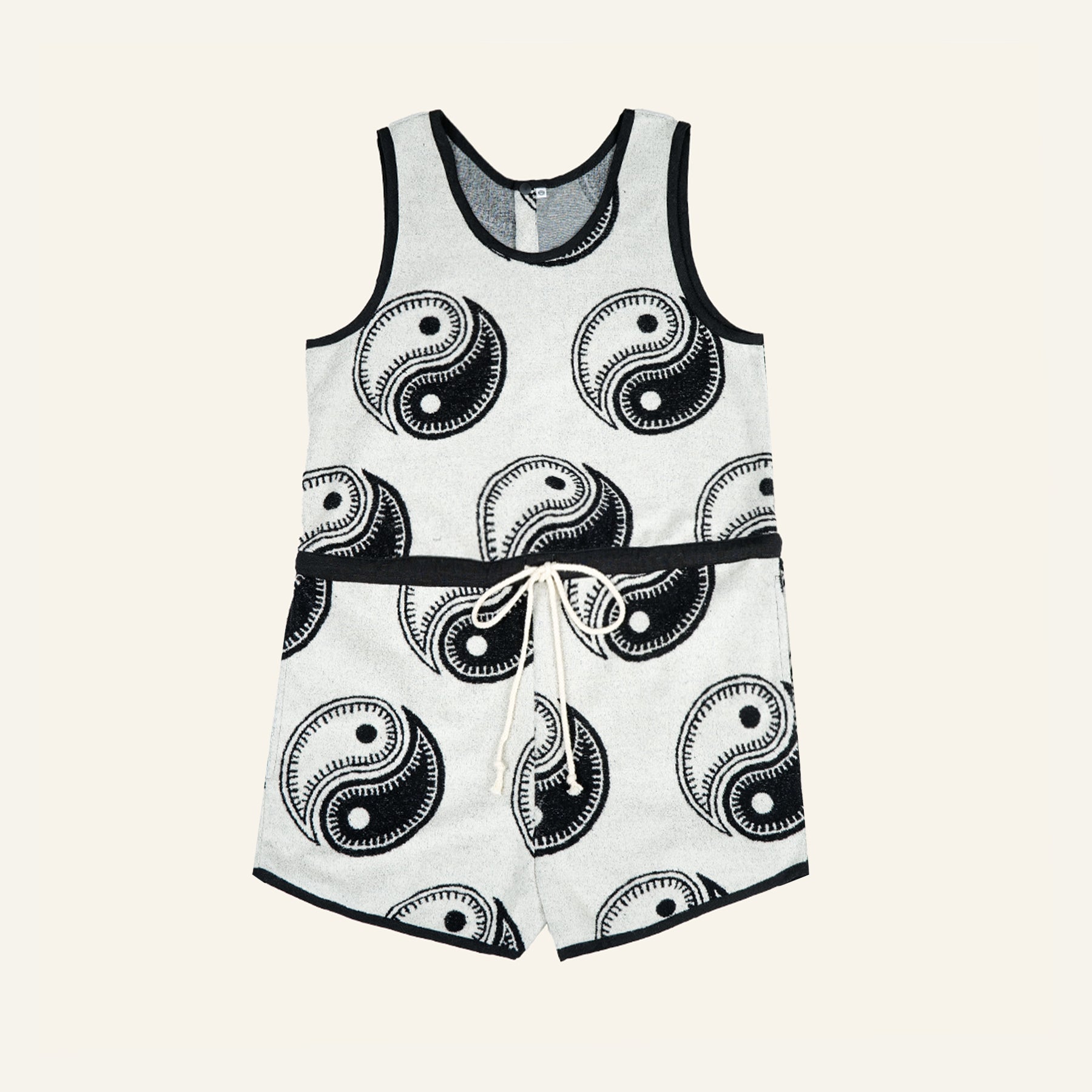 Yin Yang Beach Pile Coveralls (Black)