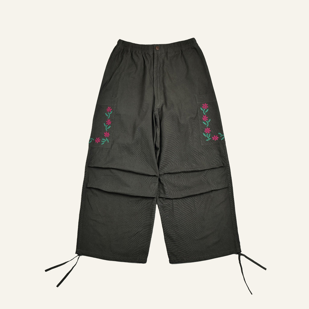 Embroidered Cargo Pants (Olive)