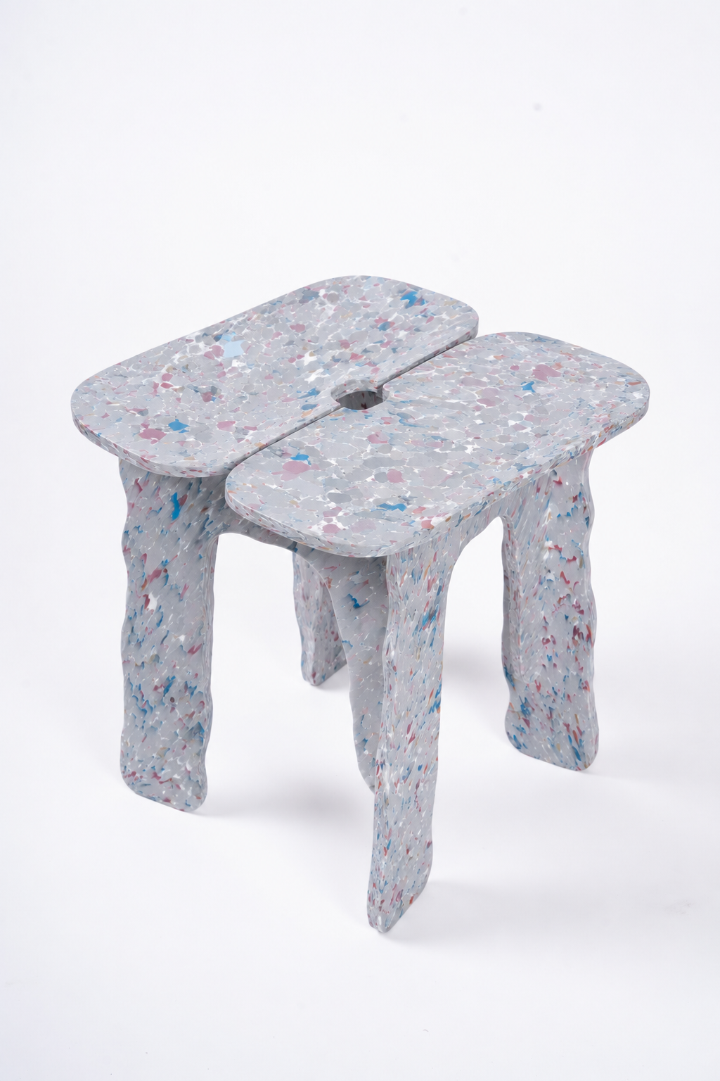 Flat Plastic Stool Grey