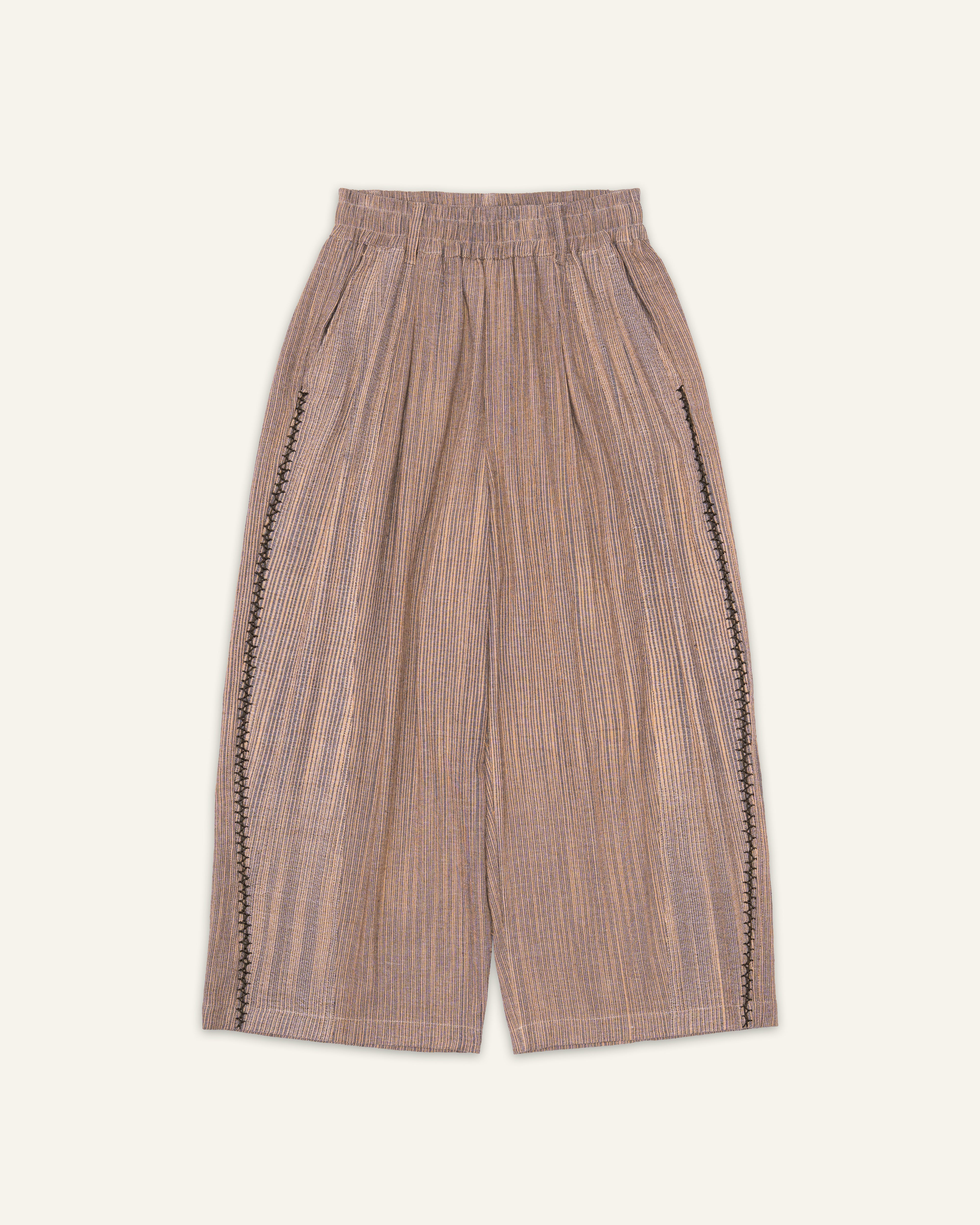 Handloom Curve Trousers Beige