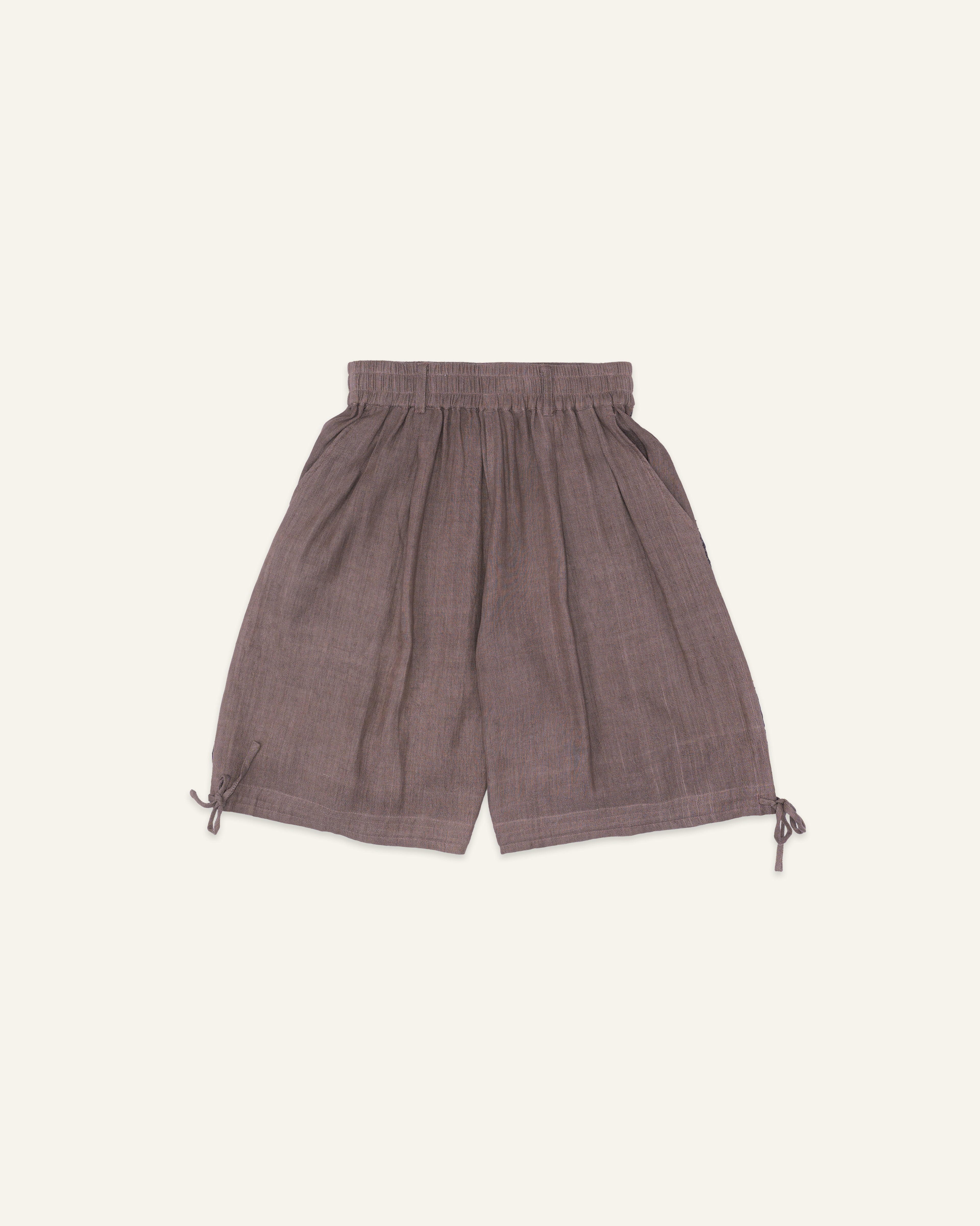 Handloom Drawstring Shorts Grey