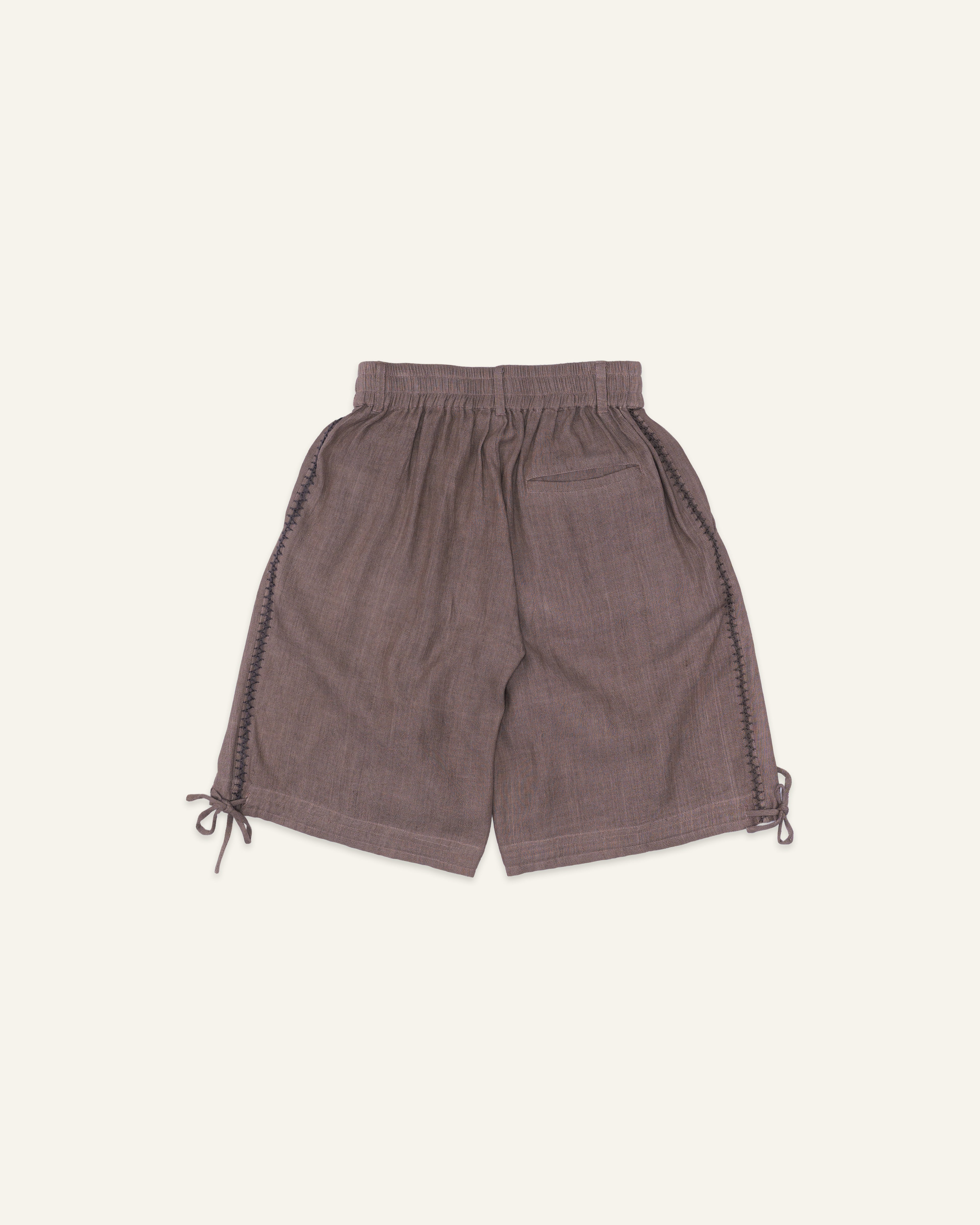 Handloom Drawstring Shorts Grey