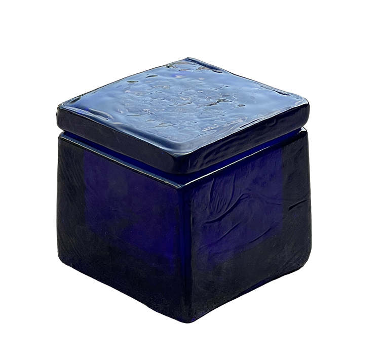 Square Lidded Jar Blue