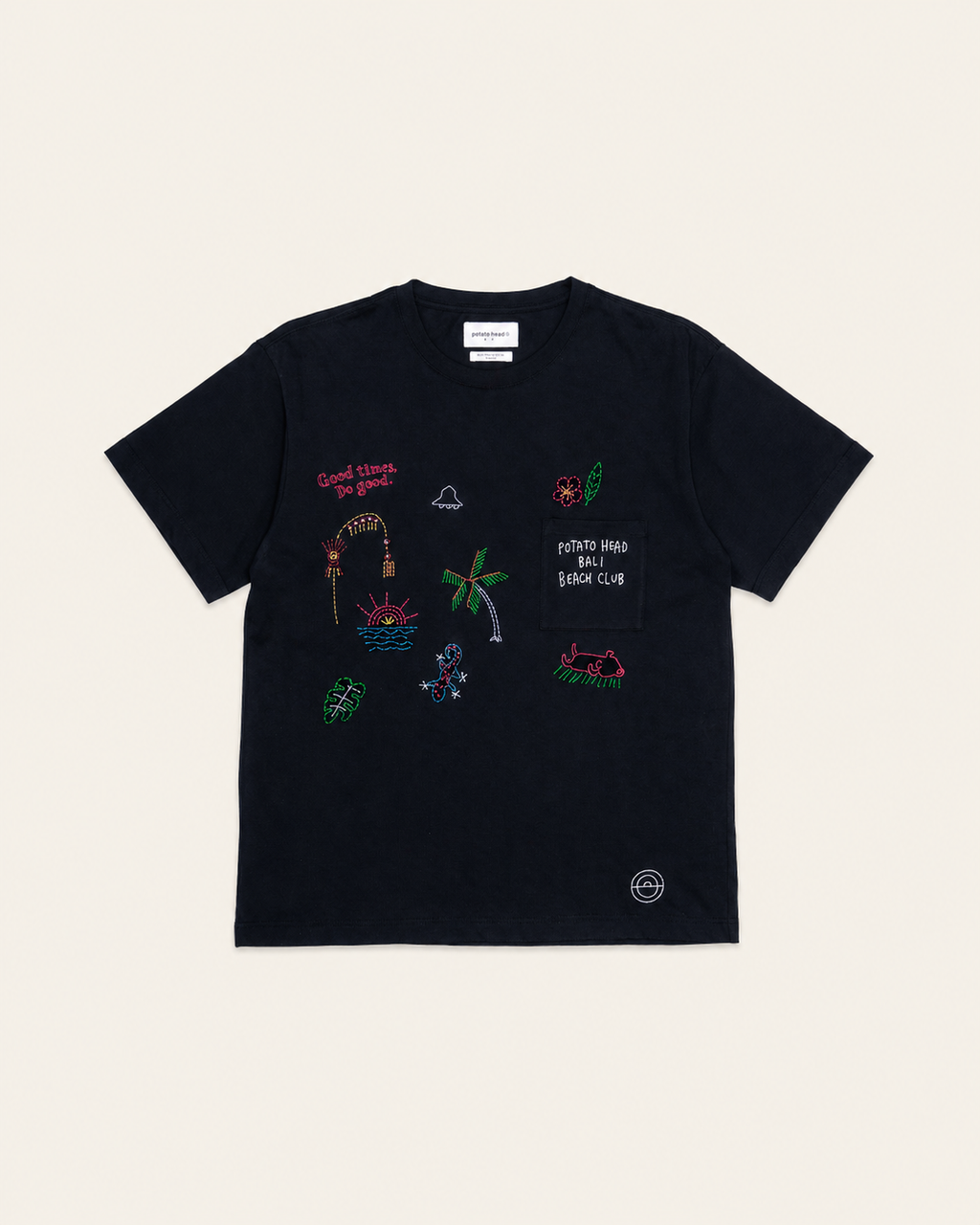 Bali's Embroidery Pocket T-Shirt Black