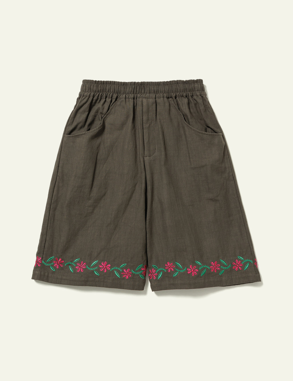 Embroidered Shorts (Olive)