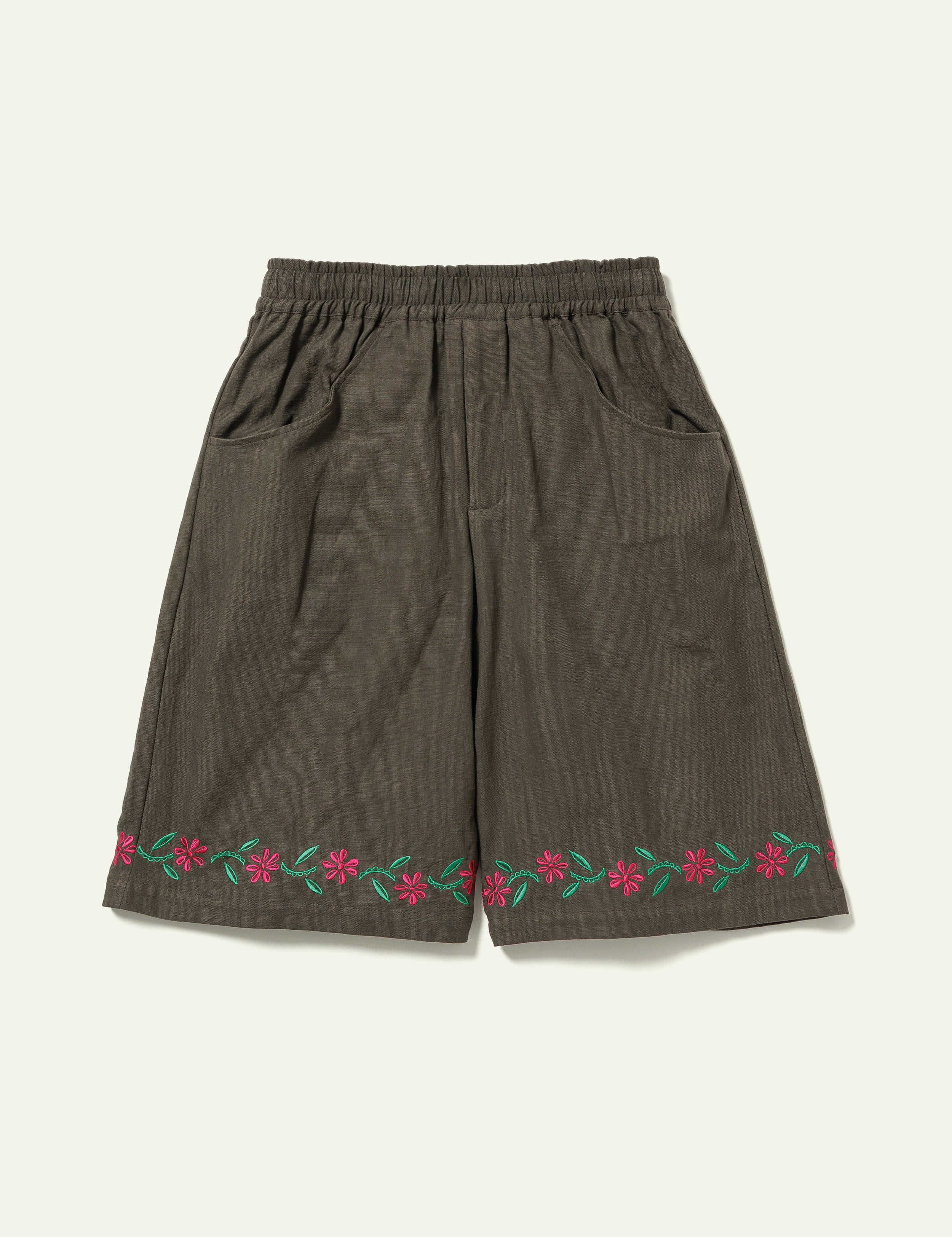 Embroidered Shorts (Olive)