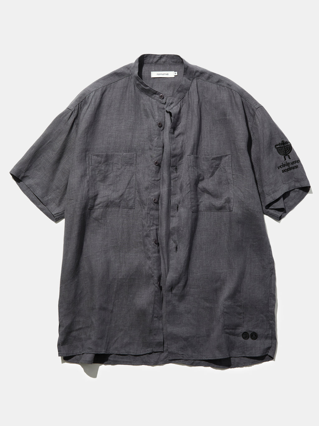 Potato Head × Rostarr × nonnative OFFICER STAND COLLAR S/S SHIRT LINEN CANVAS