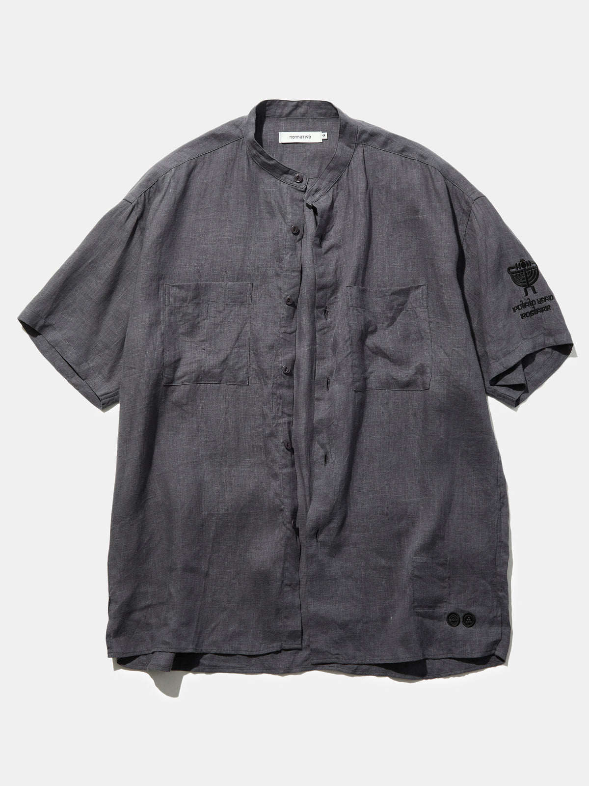 Potato Head × Rostarr × nonnative OFFICER STAND COLLAR S/S SHIRT LINEN CANVAS