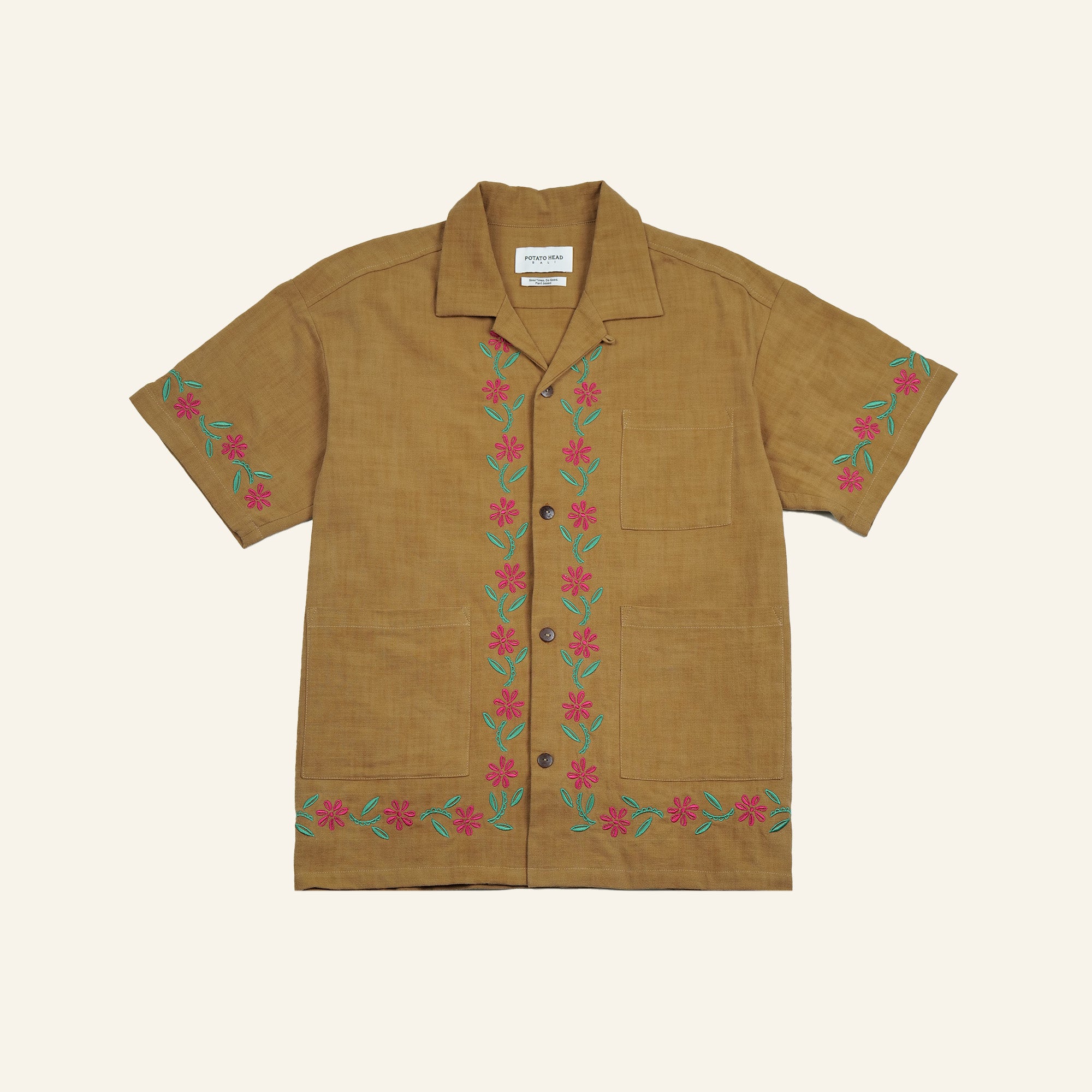 Embroidered Short Sleeve Shirt (Mango)