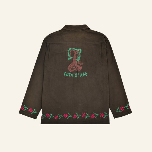 Embroidered Long Sleeve Shirt (Olive)
