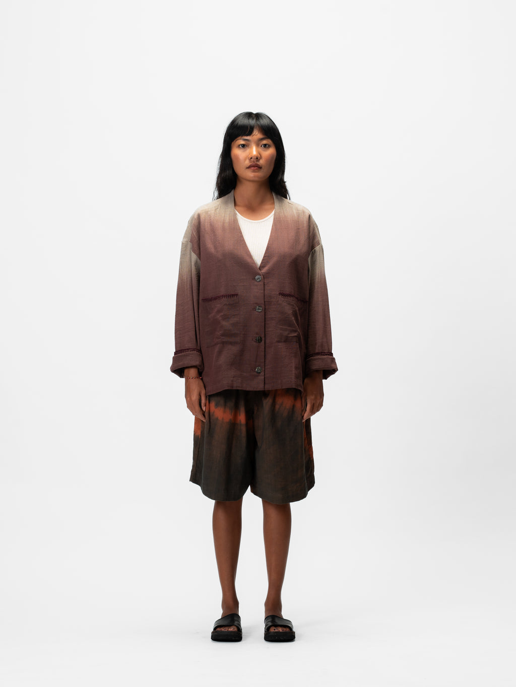 Wrap Ikat Cardigan Burgundy