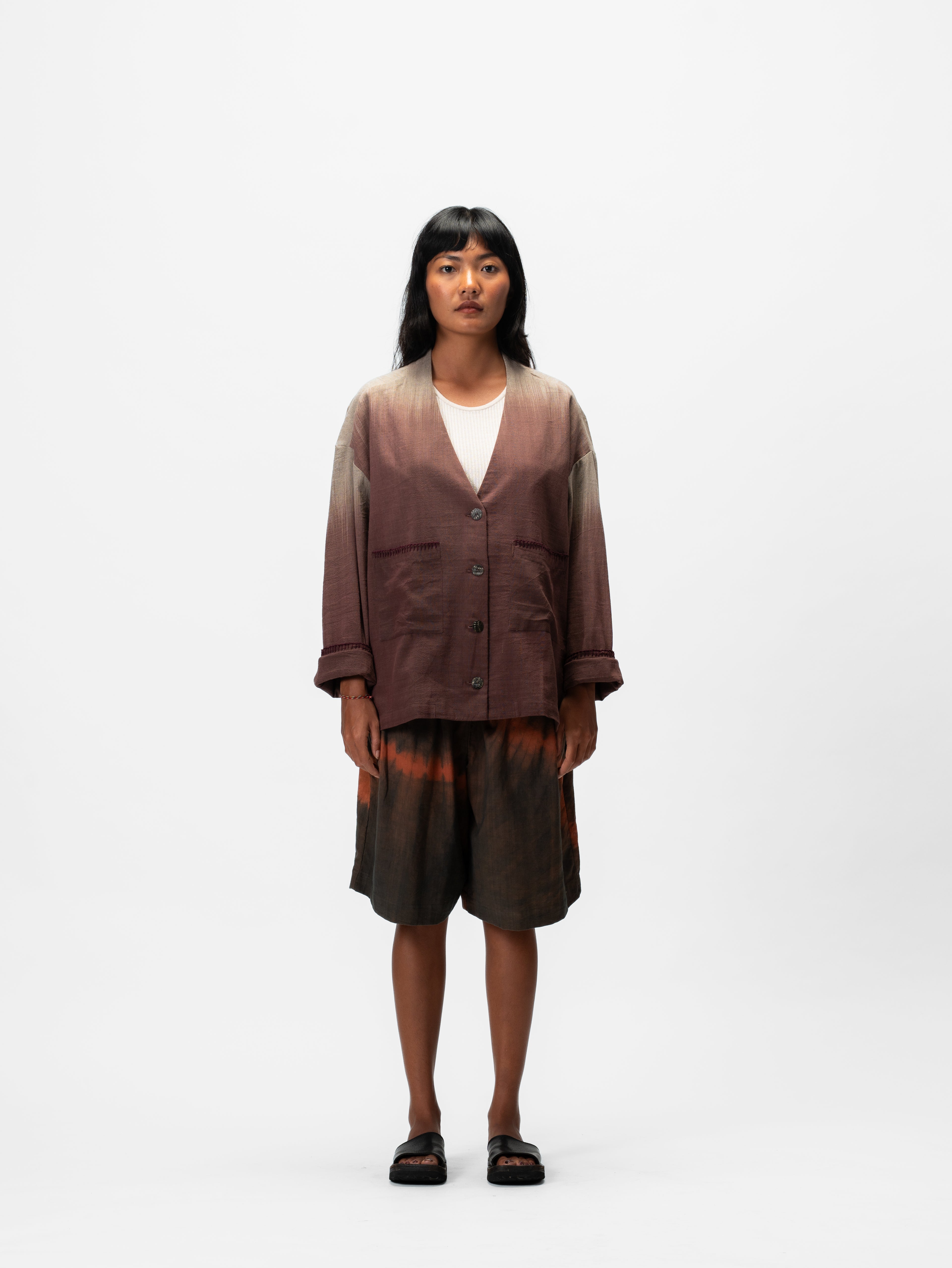 Wrap Ikat Cardigan Burgundy