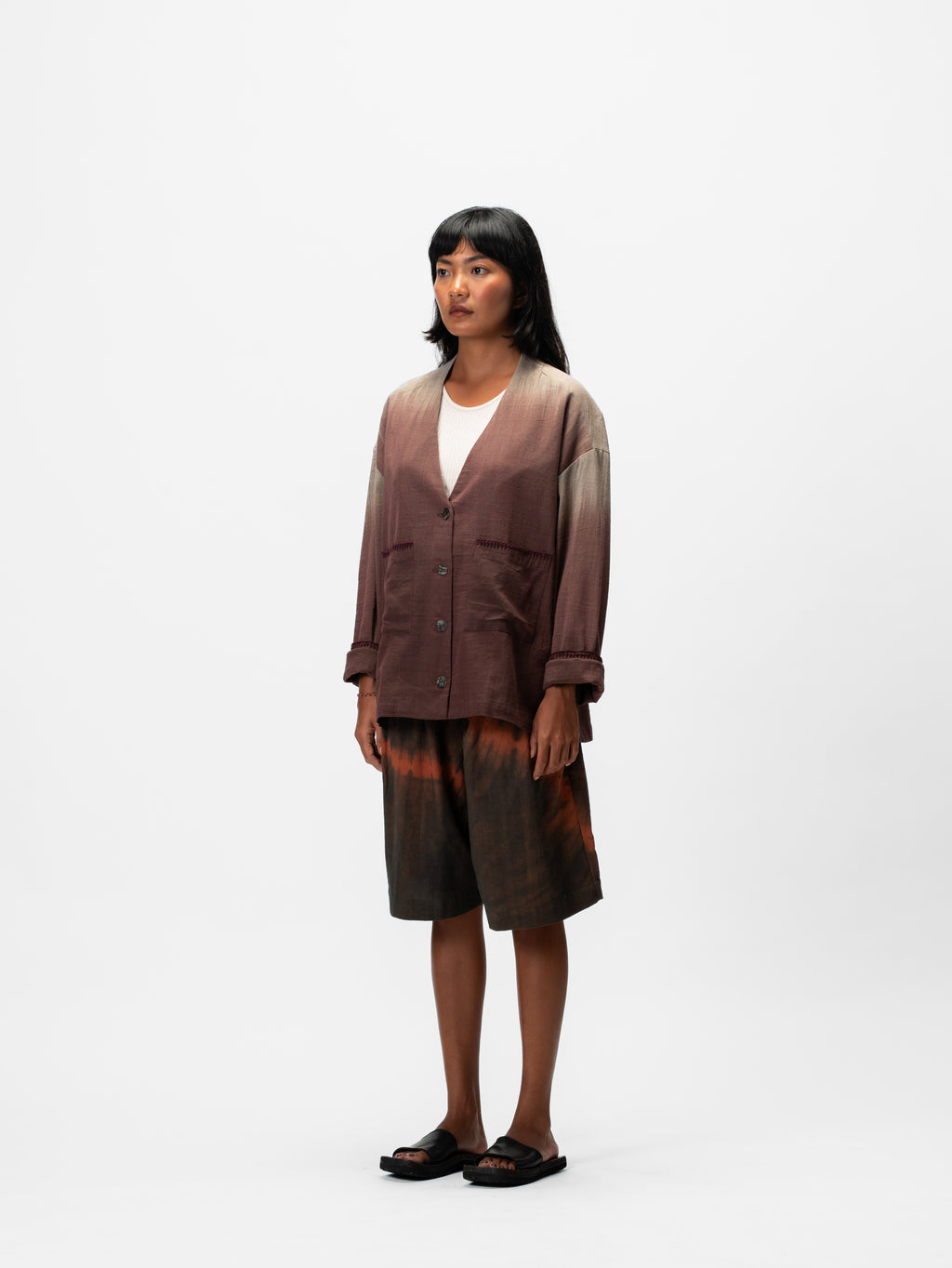 Wrap Ikat Cardigan Burgundy