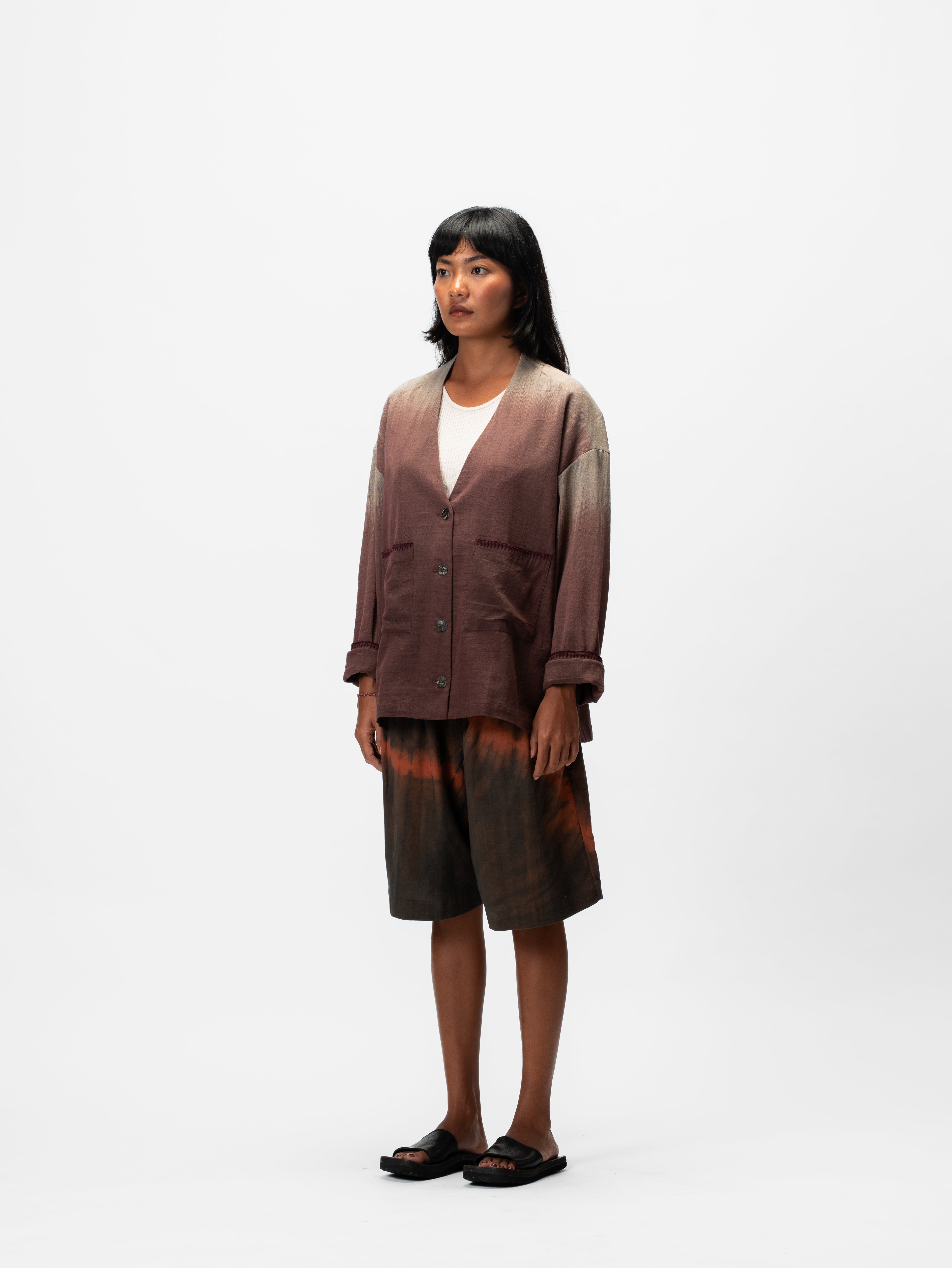 Wrap Ikat Cardigan Burgundy