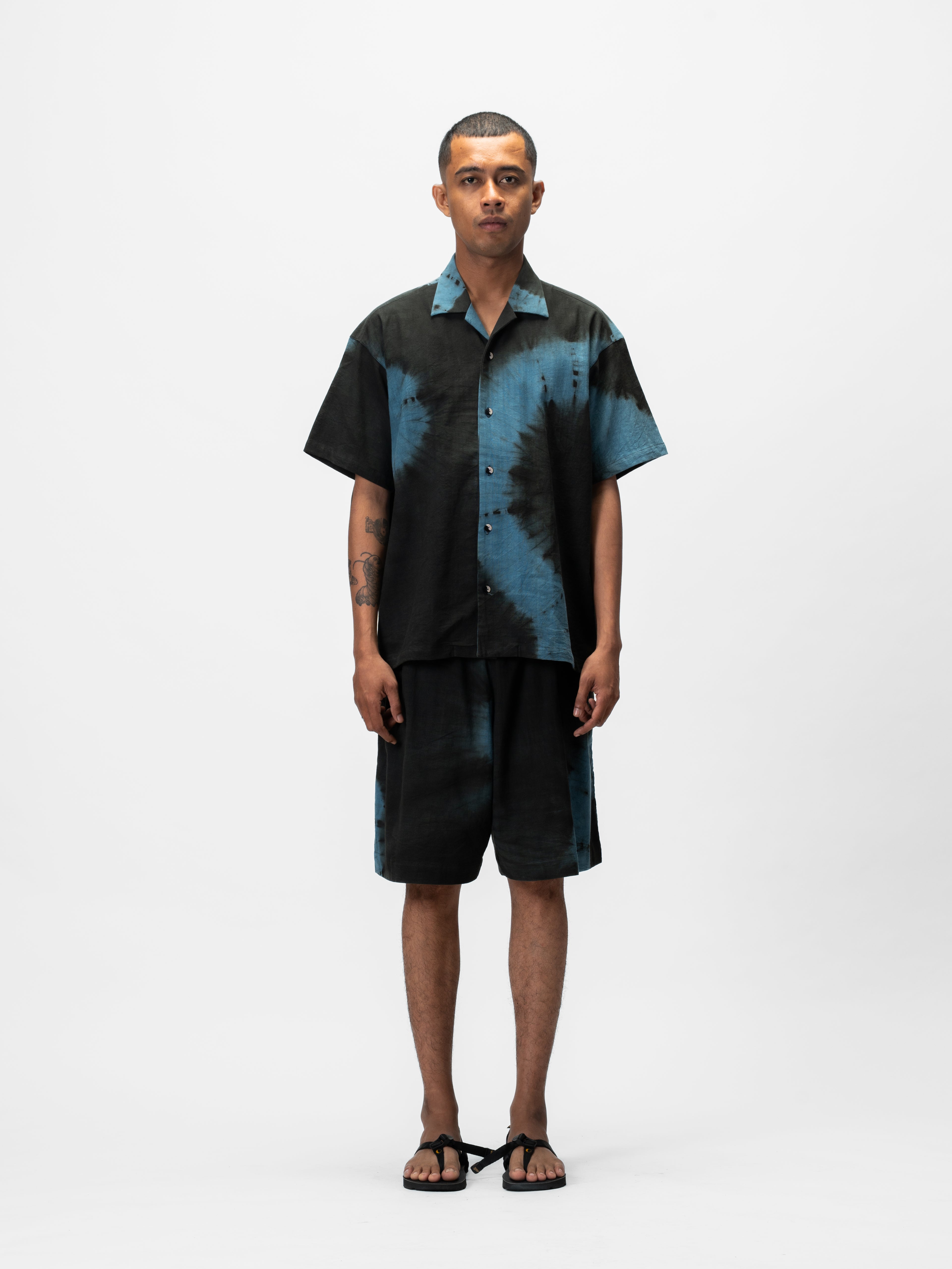 Tie Dye Short Sleeve Shirt Blue
