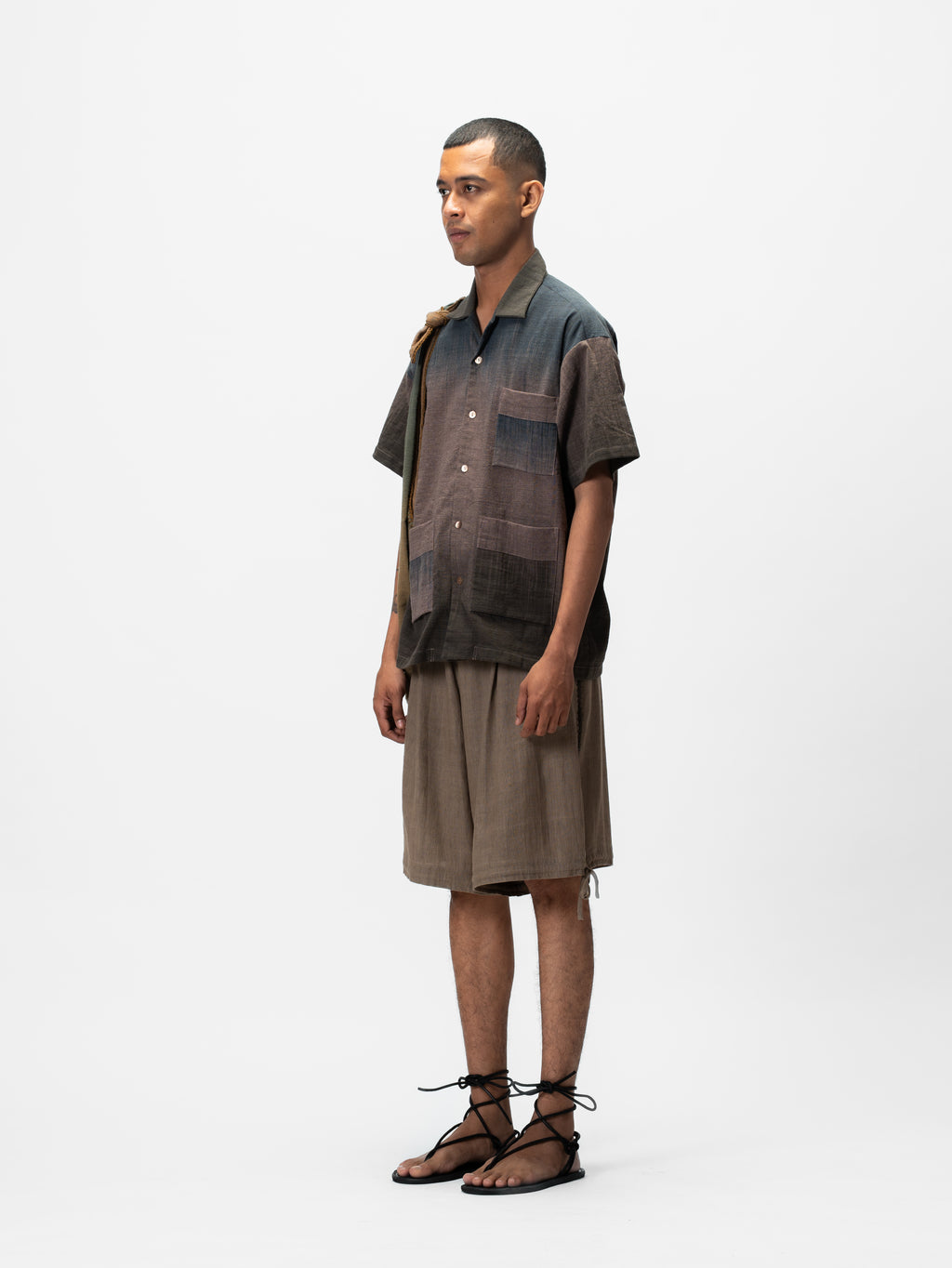 Handloom Drawstring Shorts Grey