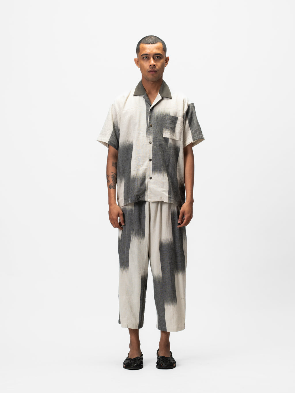 Ikat Short Sleeve Shirt Off White