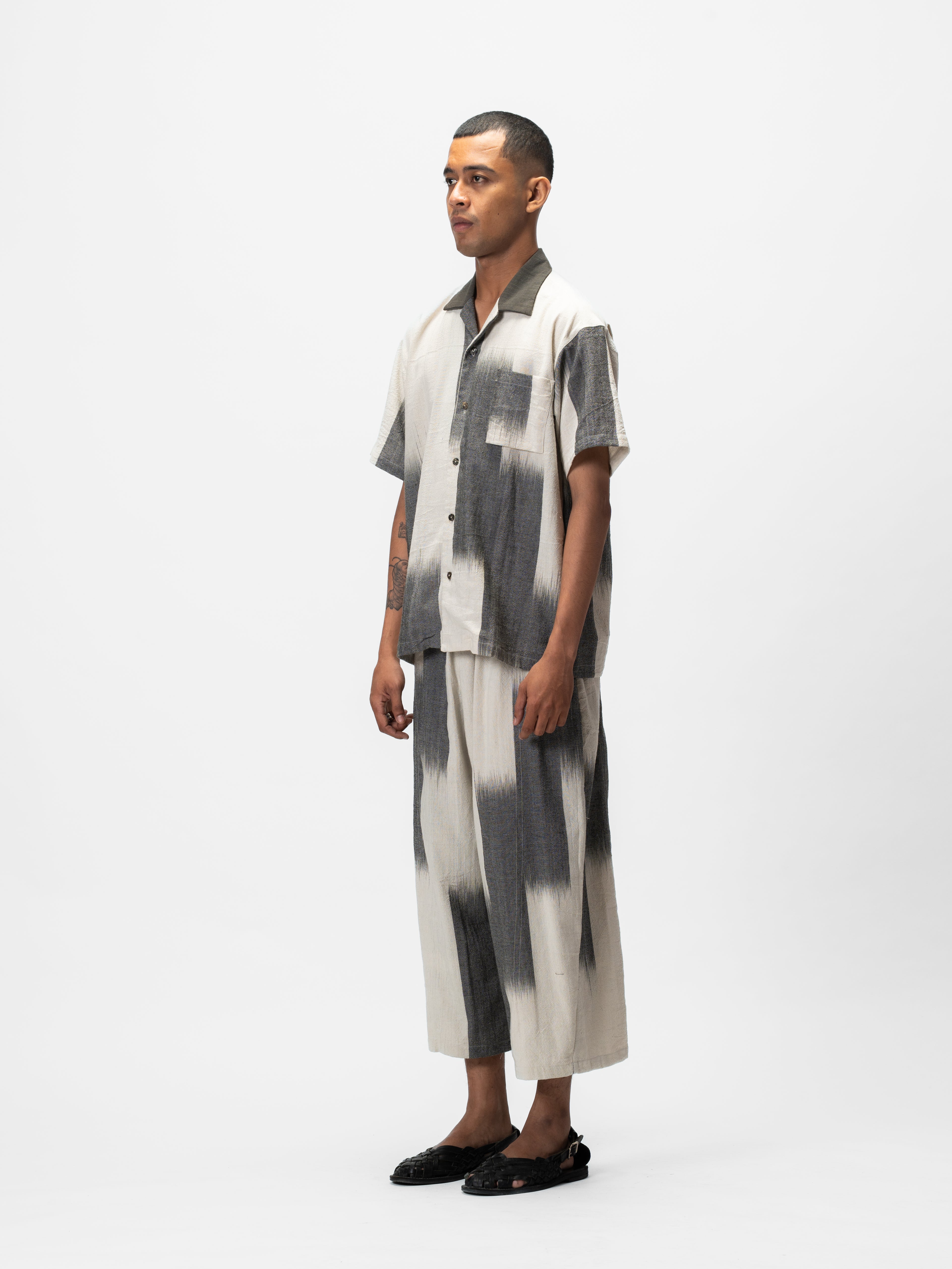 Ikat Short Sleeve Shirt Off White