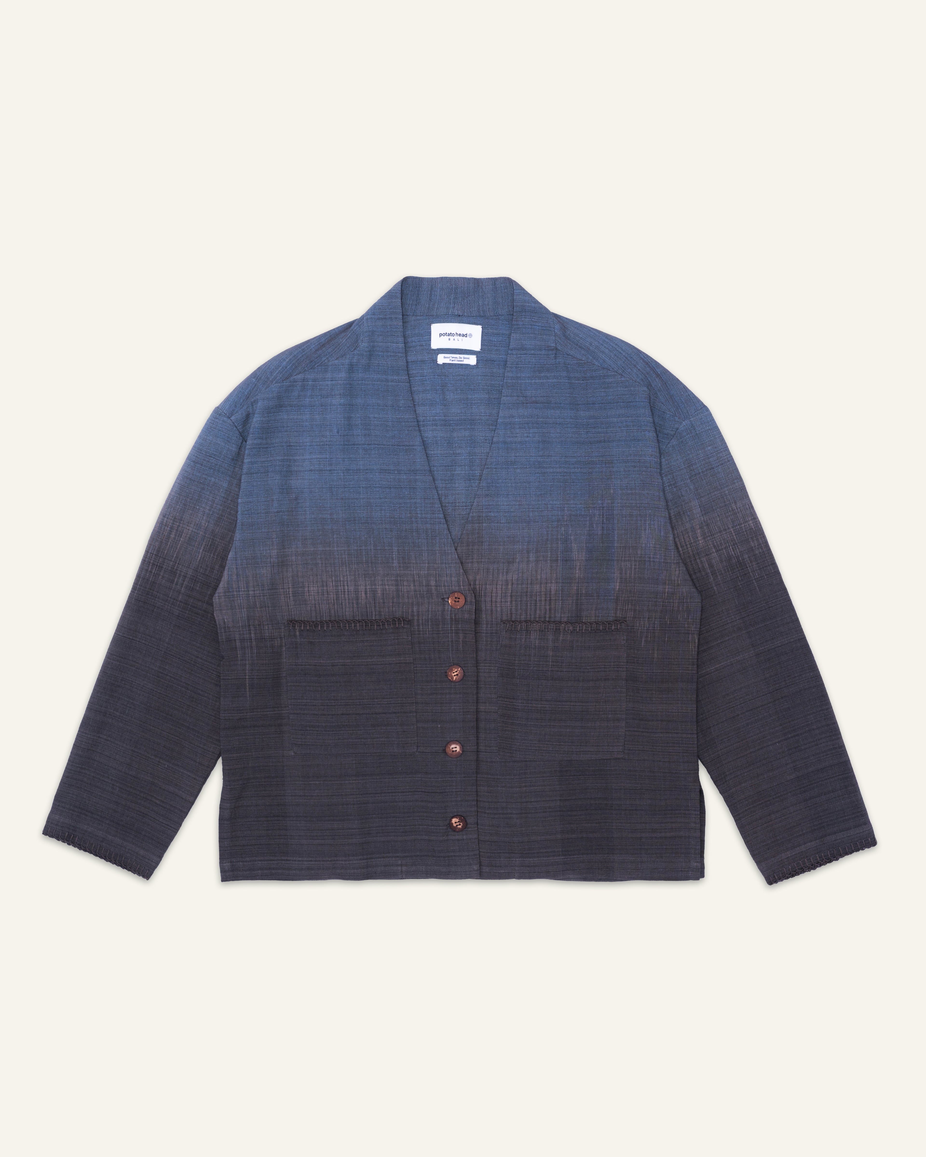 Wrap Ikat Cardigan Blue